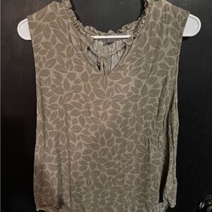 Green Ruffled Tie Front Sleeveless Blouse